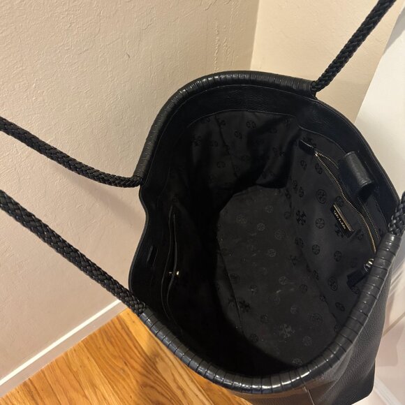 Tory Burch Large Taylor Black Pebbled Leather Tote Shoulder Bag - Picture 2 of 4